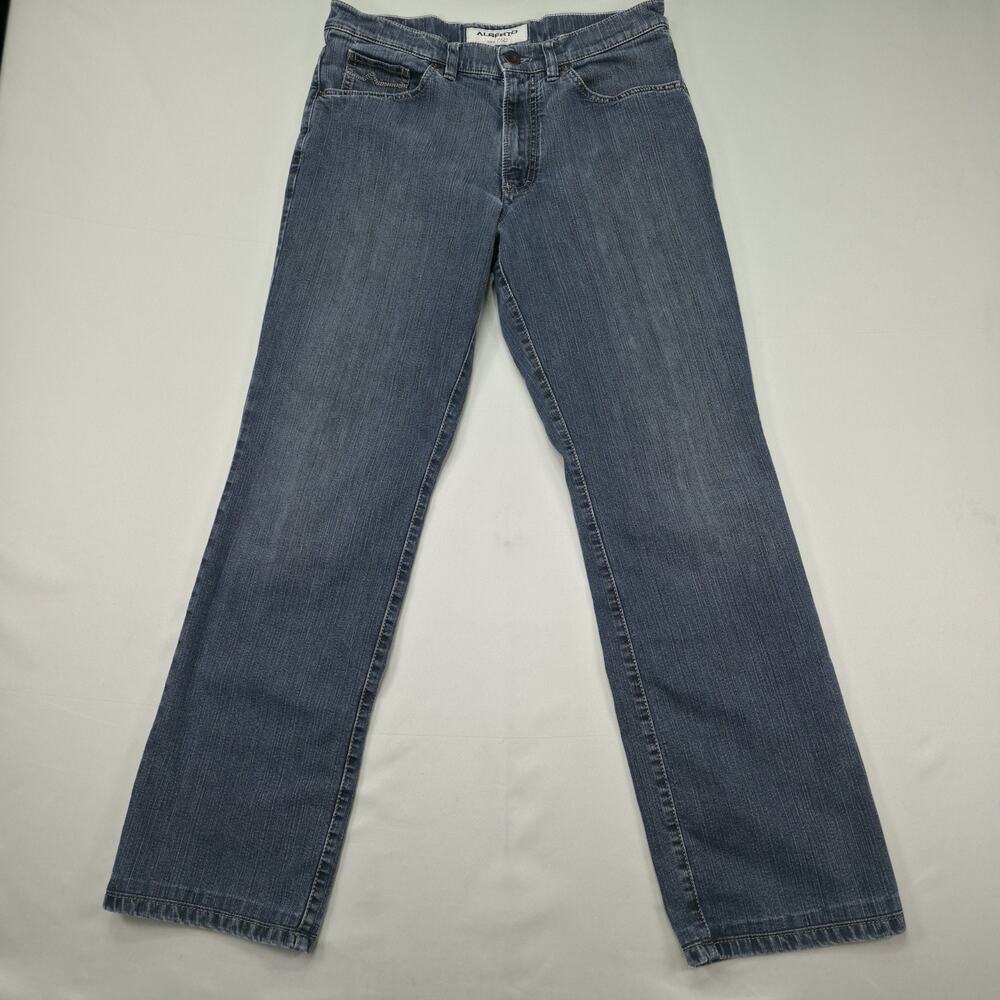 Alberto Mens Comfort Fit Jeans 32x30 Blue Straight Leg Stretch Denim Casual